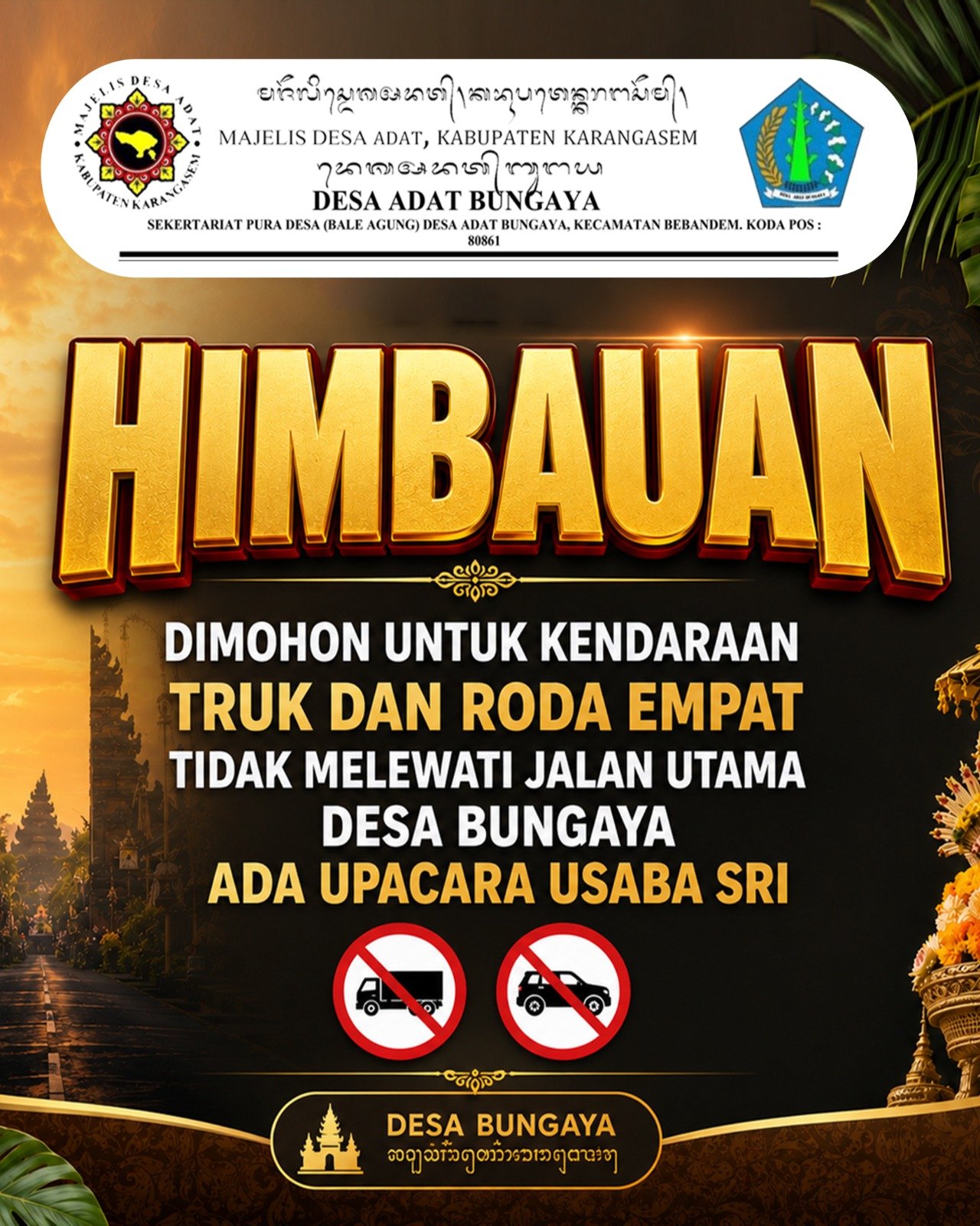 Himbauan Untuk Pengendara Roda Empat